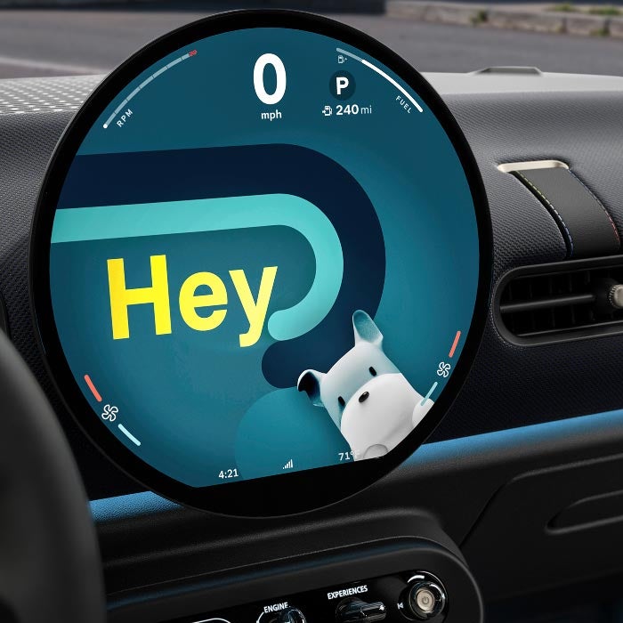 Close-up of the MINI OLED Display.