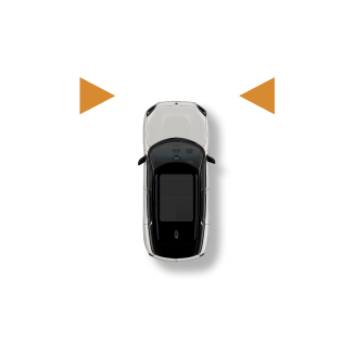 An icon showing red triangles warning the MINI to stay in its lane.