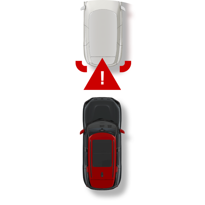 An icon warning a MINI that it’s getting too close to the car in front of it.